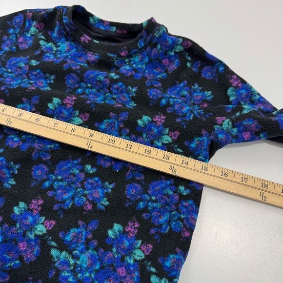 Burton Youth Girls Sz 8 Black Blue Floral Long Sleeve Fleece Base Layer Shirt - Picture 6 of 9
